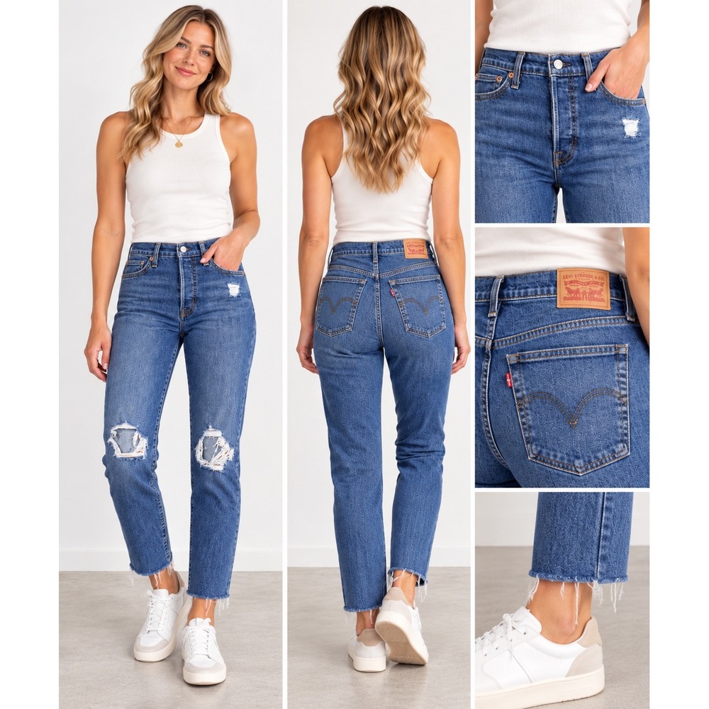 Levi's Wedgie Skinny Jeans Women's 28 Distressed High Rise Button Fly Raw Hem